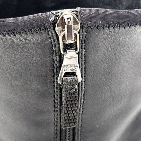 Prada Leather Boots Booties Black 5 - Picture 7 of 12